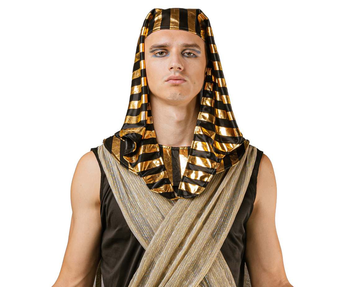 Role play-set for adult Egiptian Pharaoh (headscarf, robe, cape, belt, wristbands), size 52